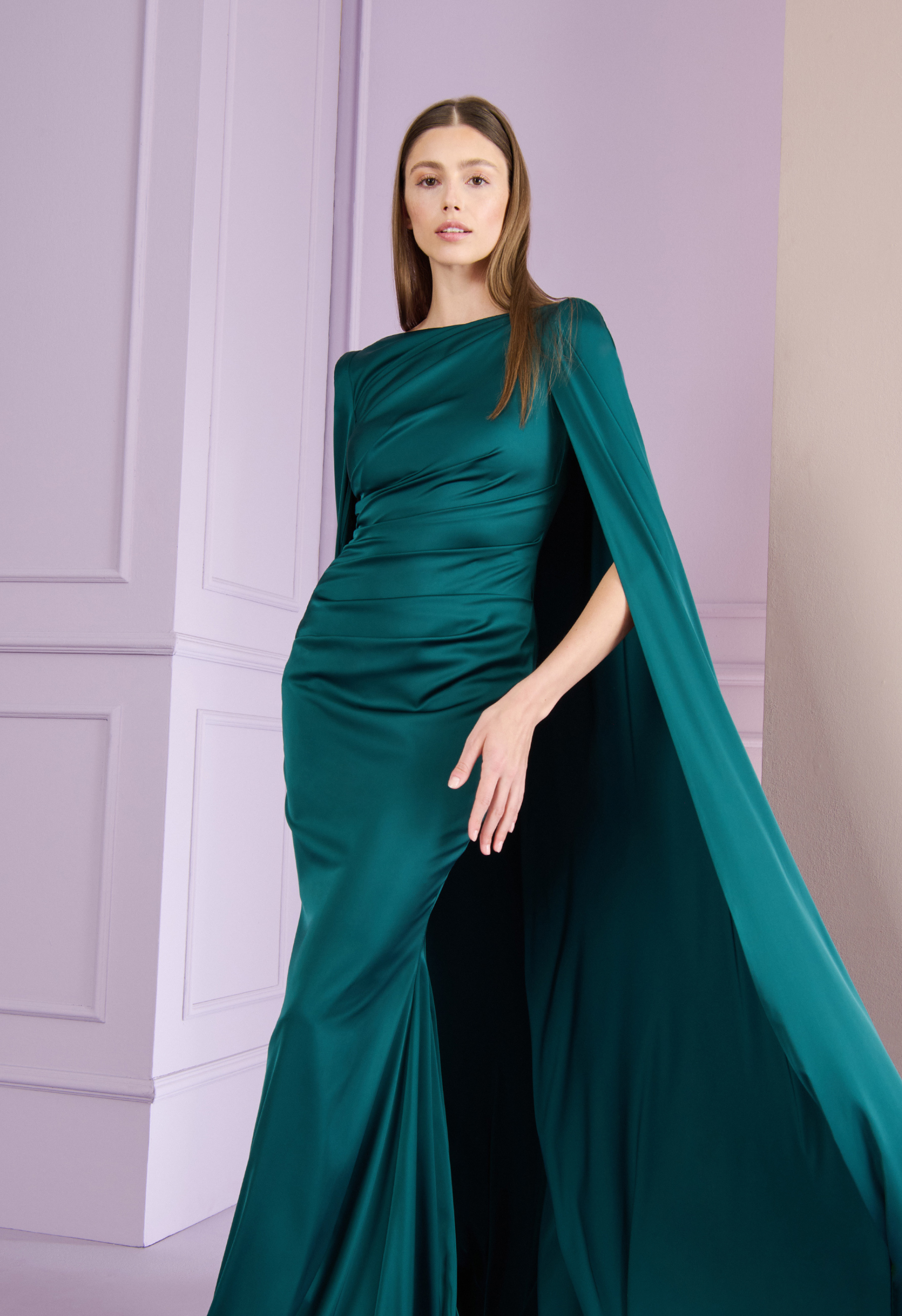 Voile satin gown