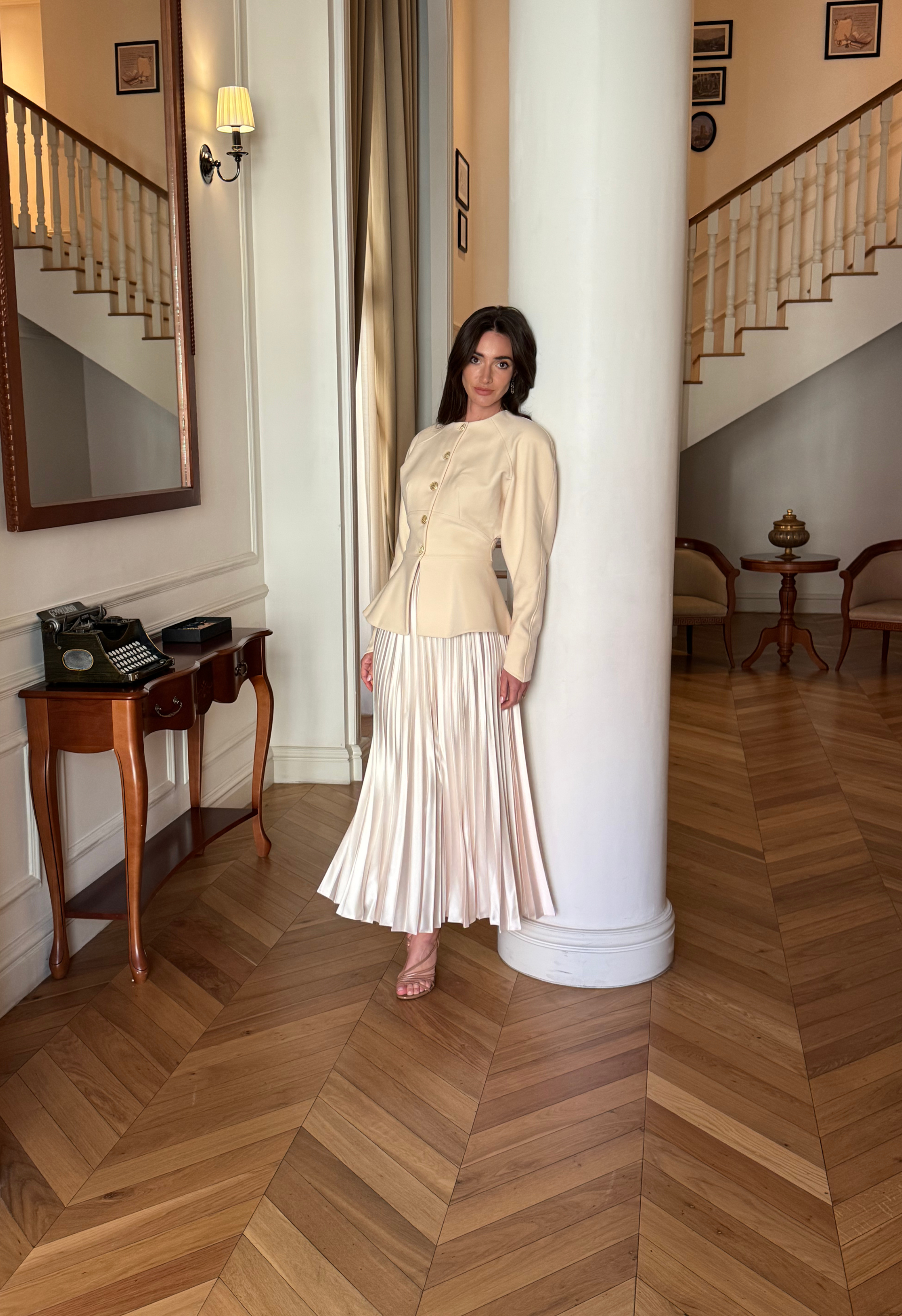 Pleated Set in Beige