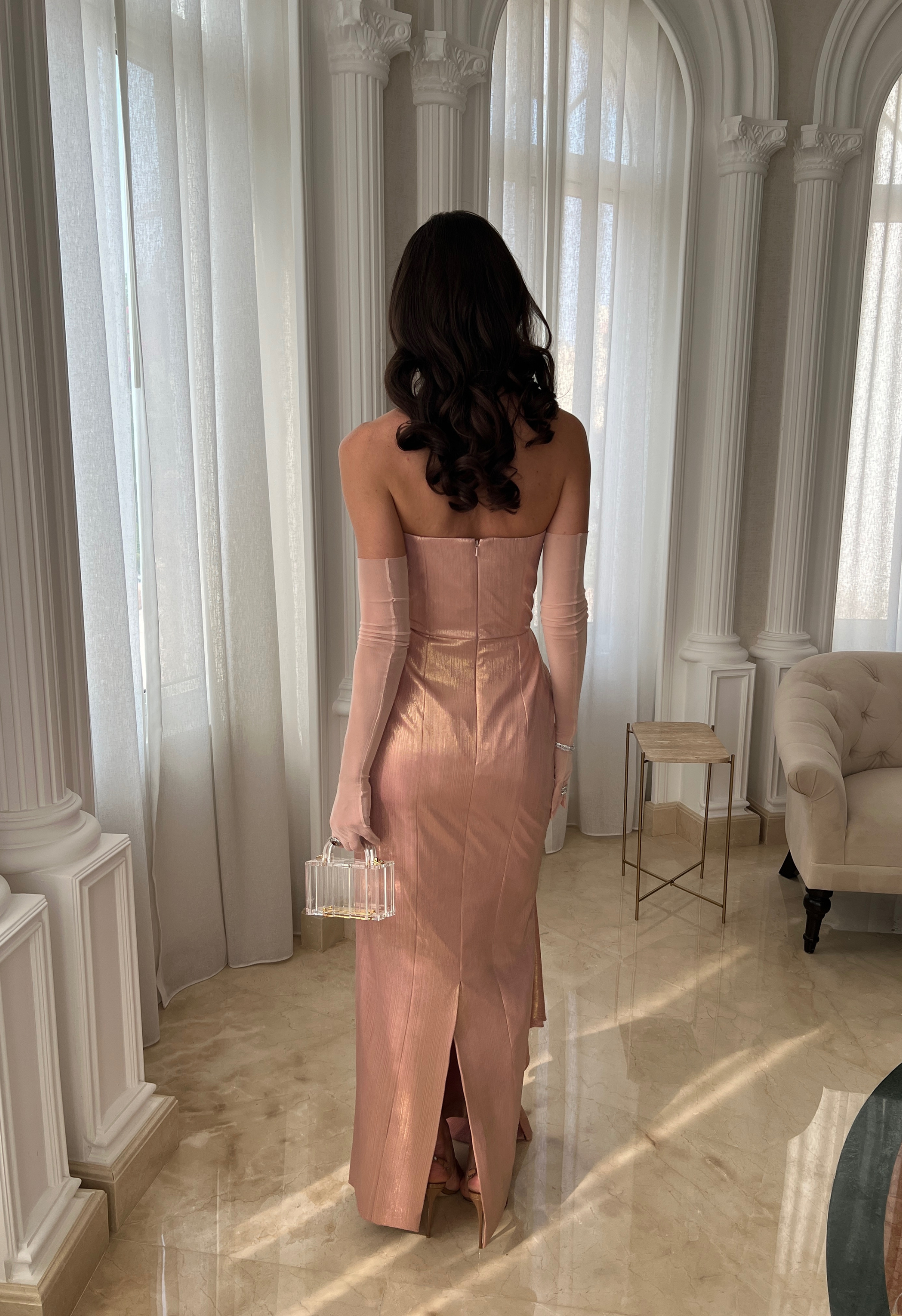 Lamé pink gown