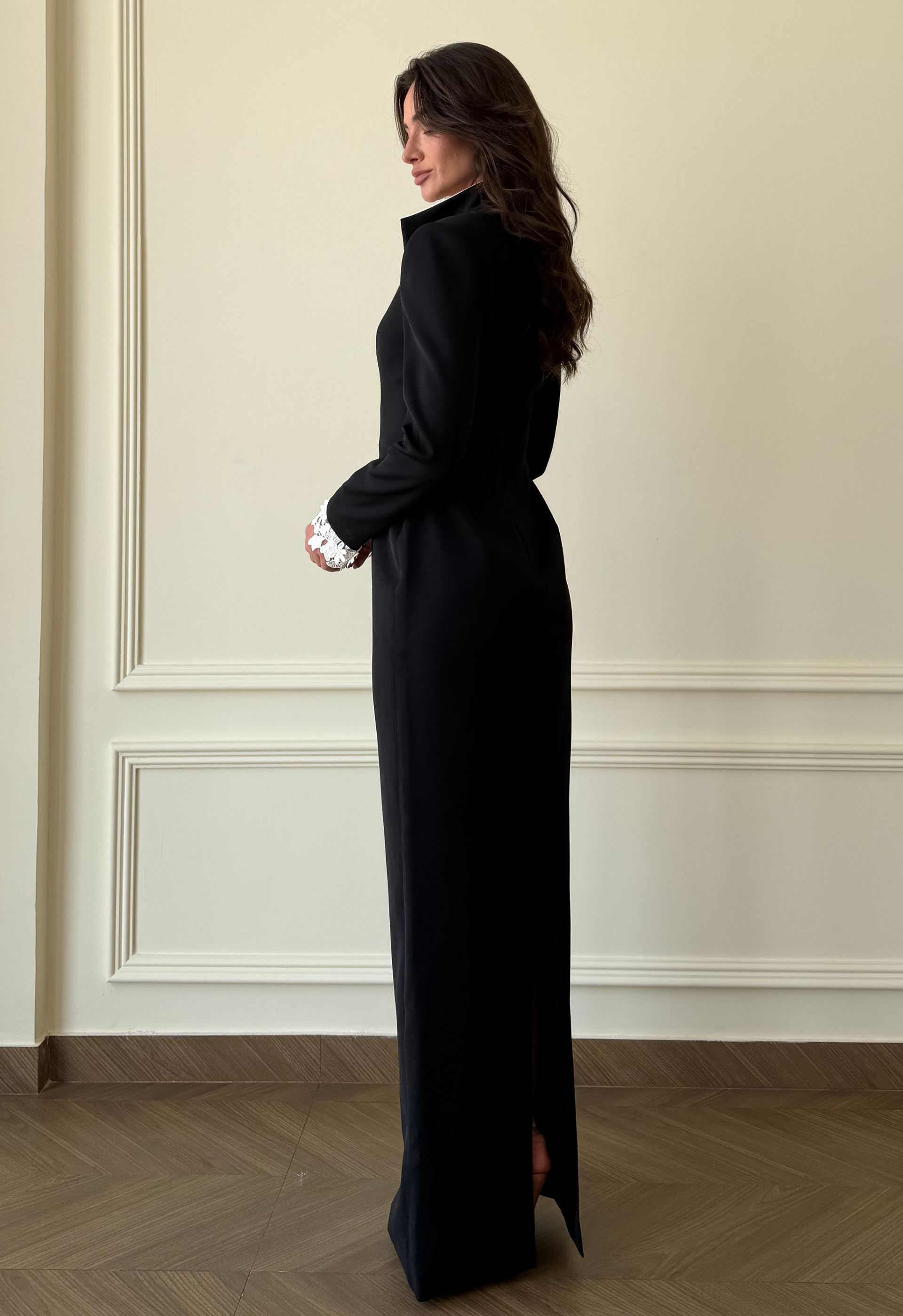 Noir Lace Collar Gown