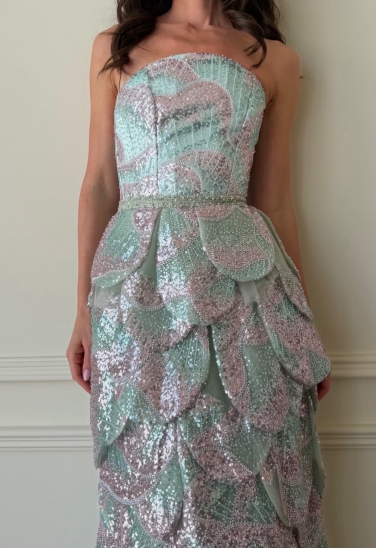 Aqua Celestia Ruffle Gown