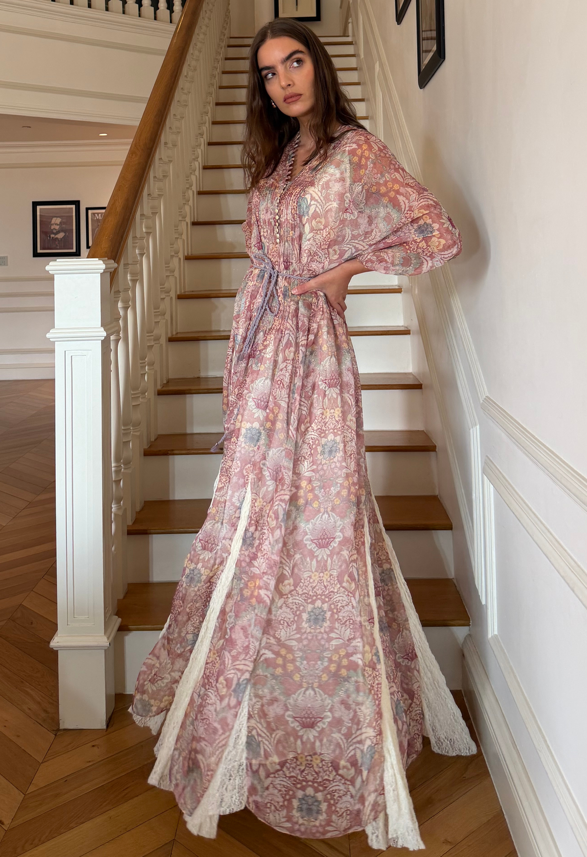Smoke V-neck Maxi Dress in Red Ochre