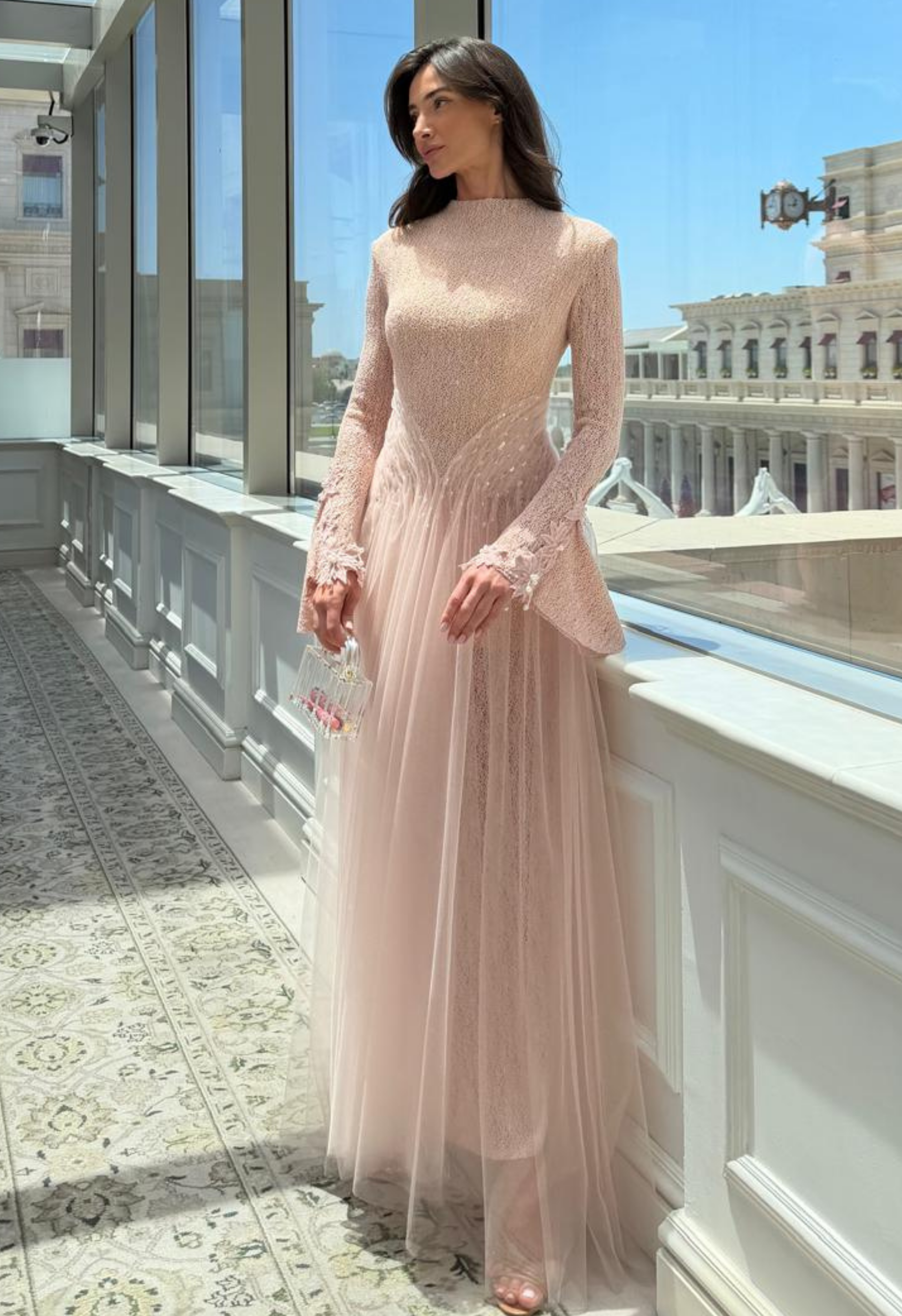 High Neck Draped Hip Gown