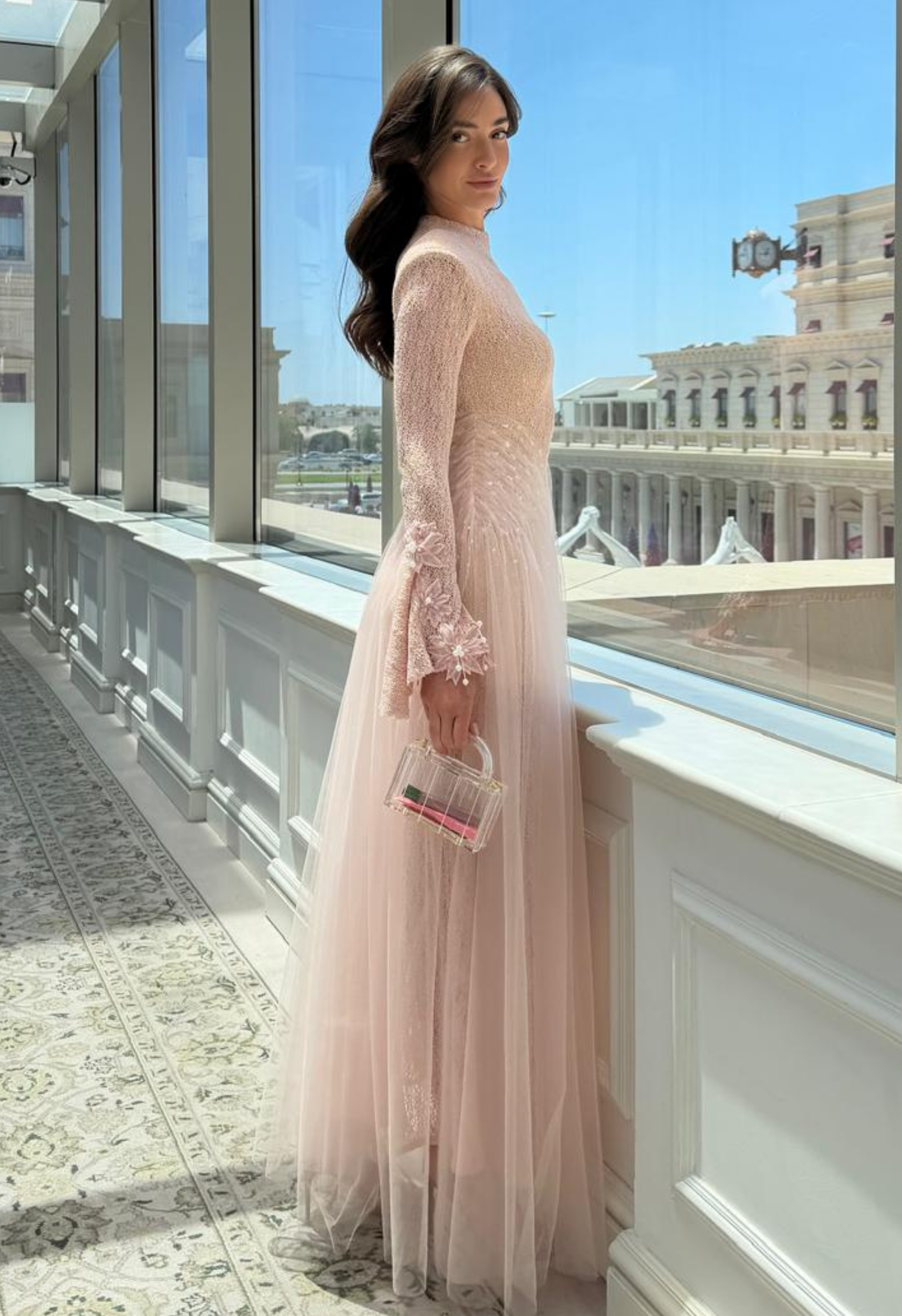 High Neck Draped Hip Gown