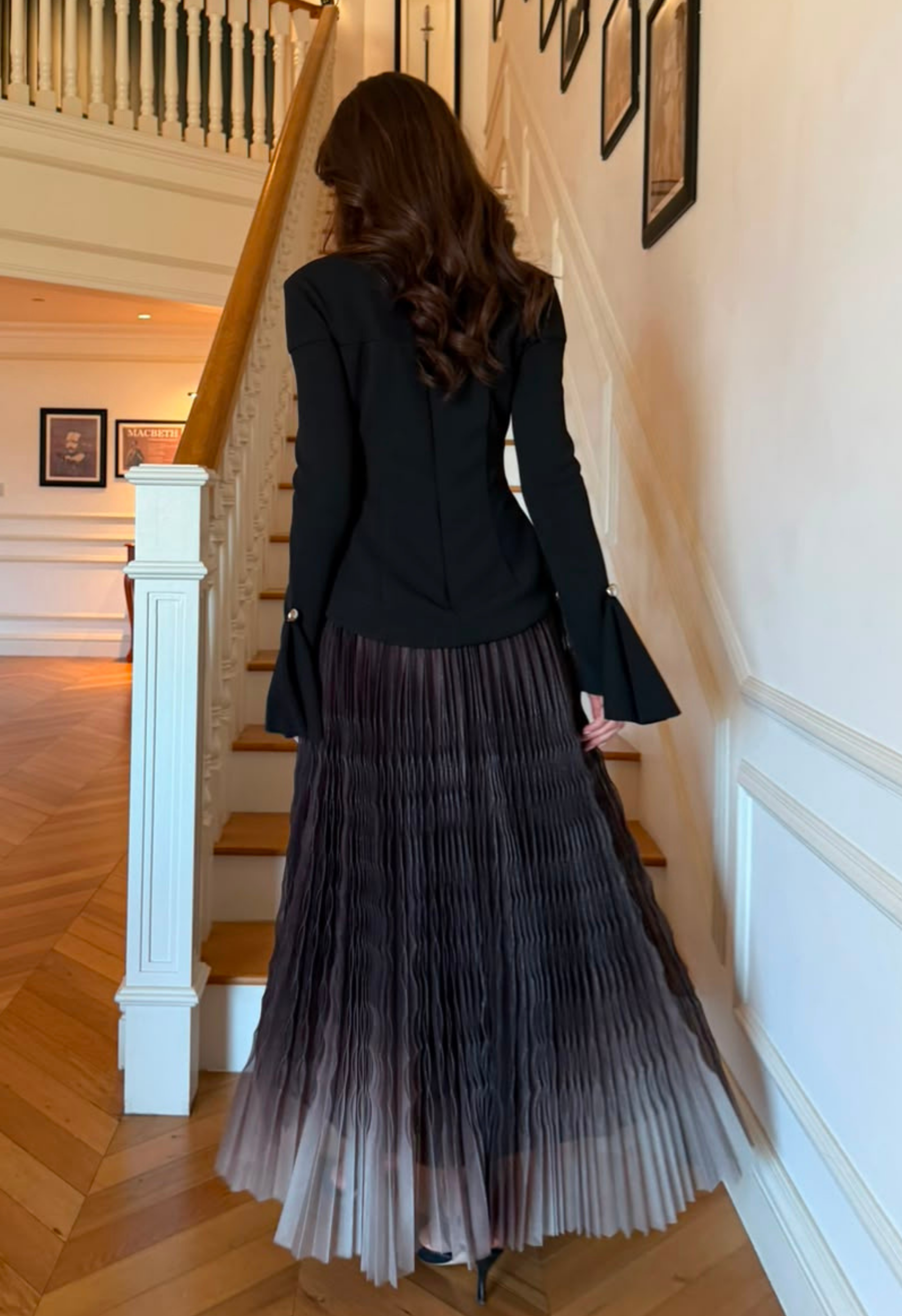 Black Ombre Pleated Dress
