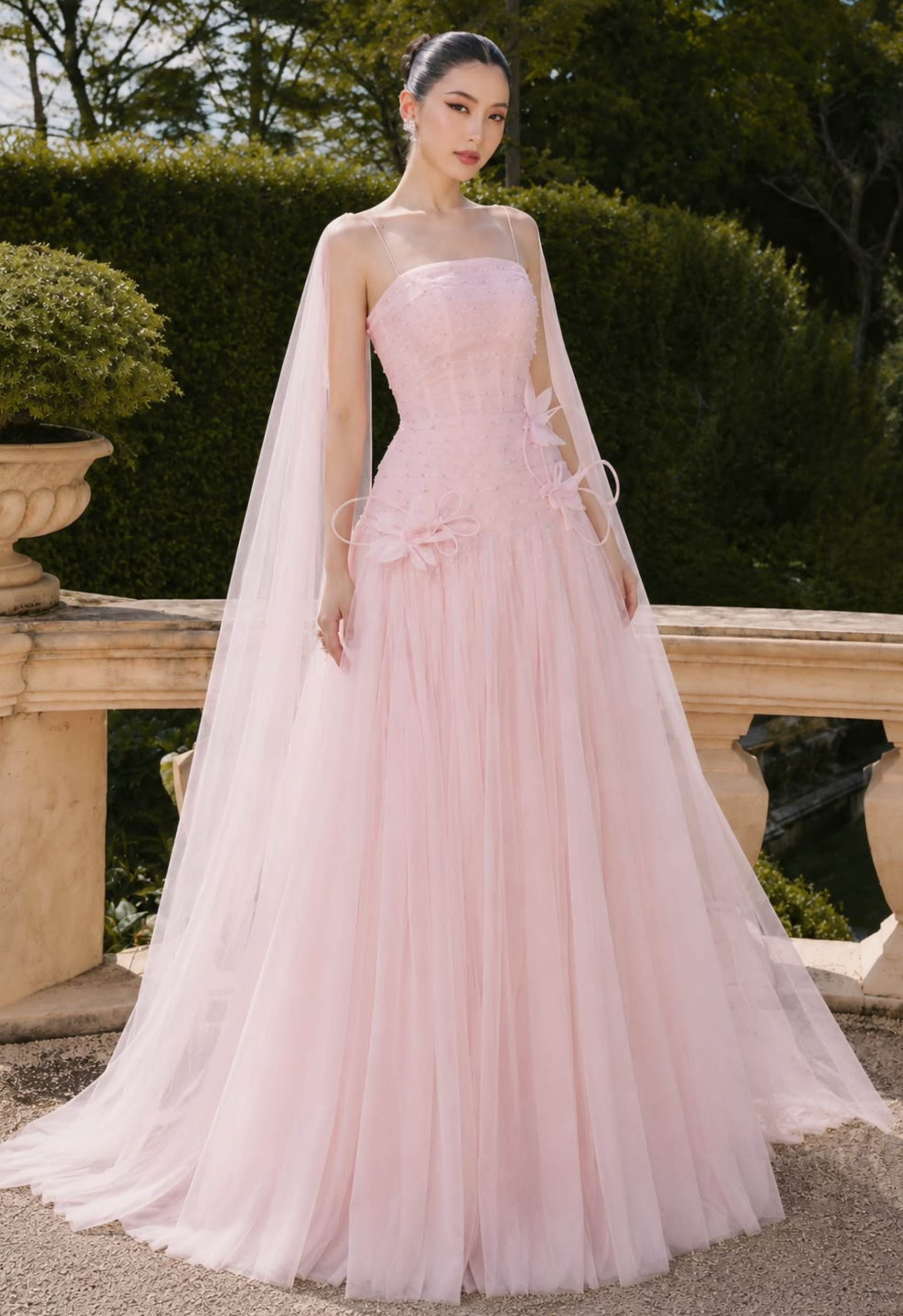 Aurora Garden Tulle Gown in Pink