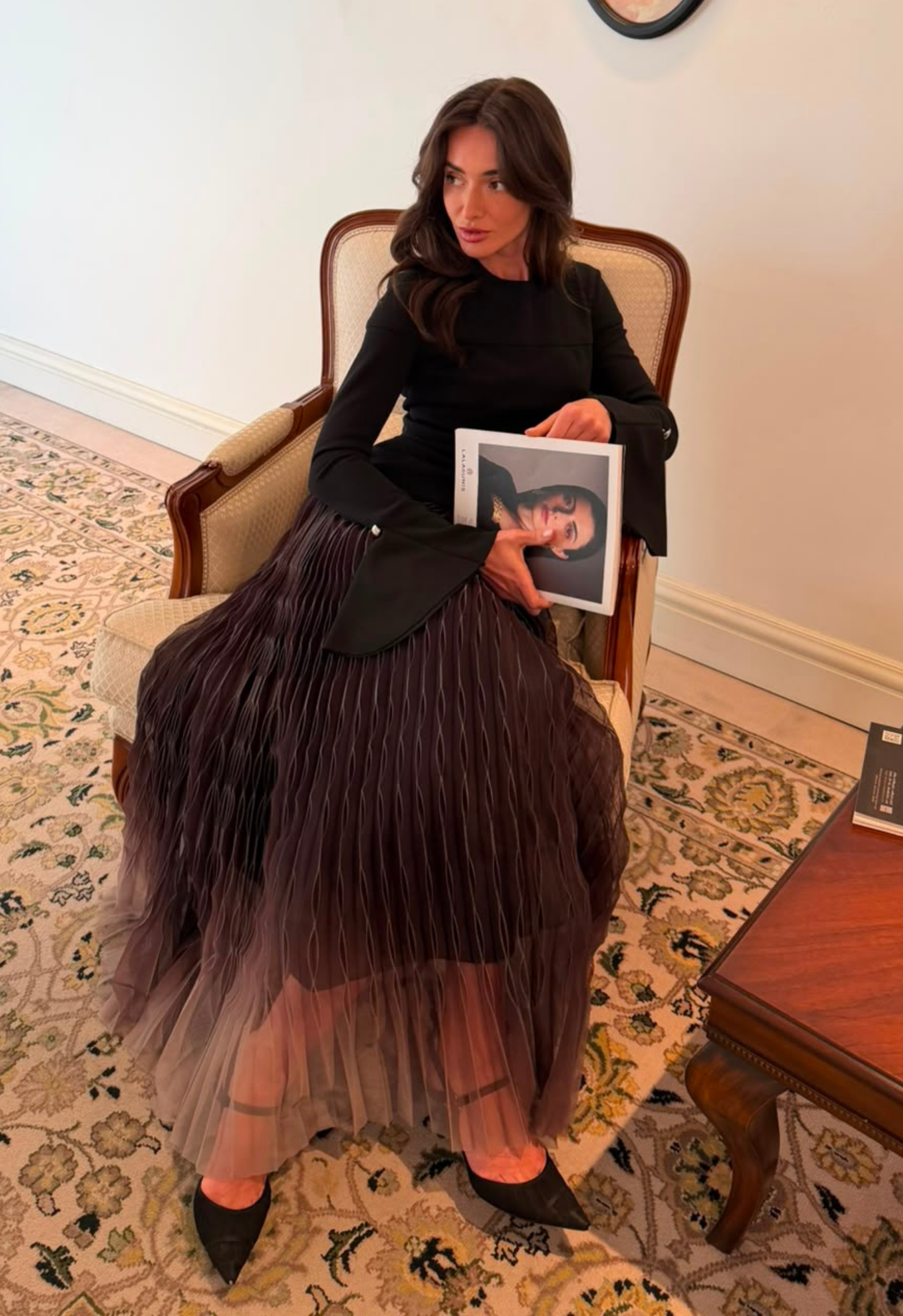 Black Ombre Pleated Dress