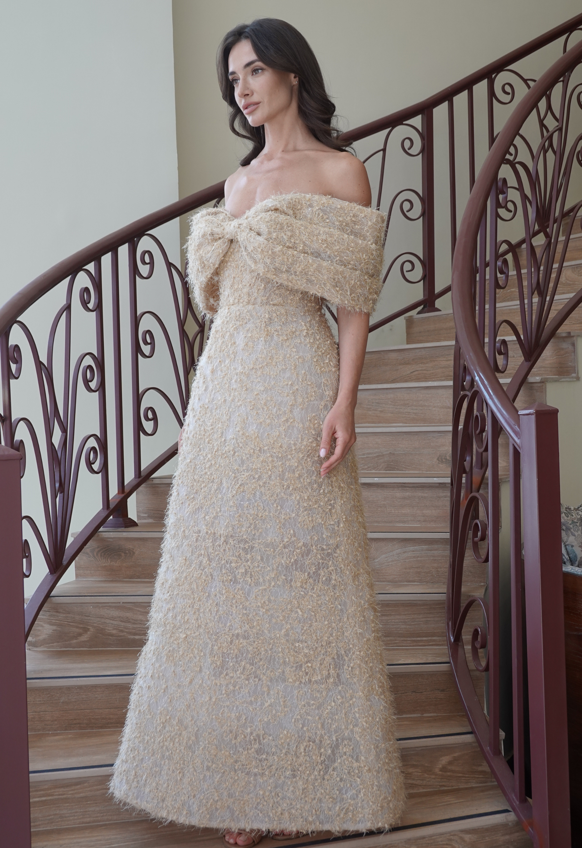 Champagne Bow Statement Dress