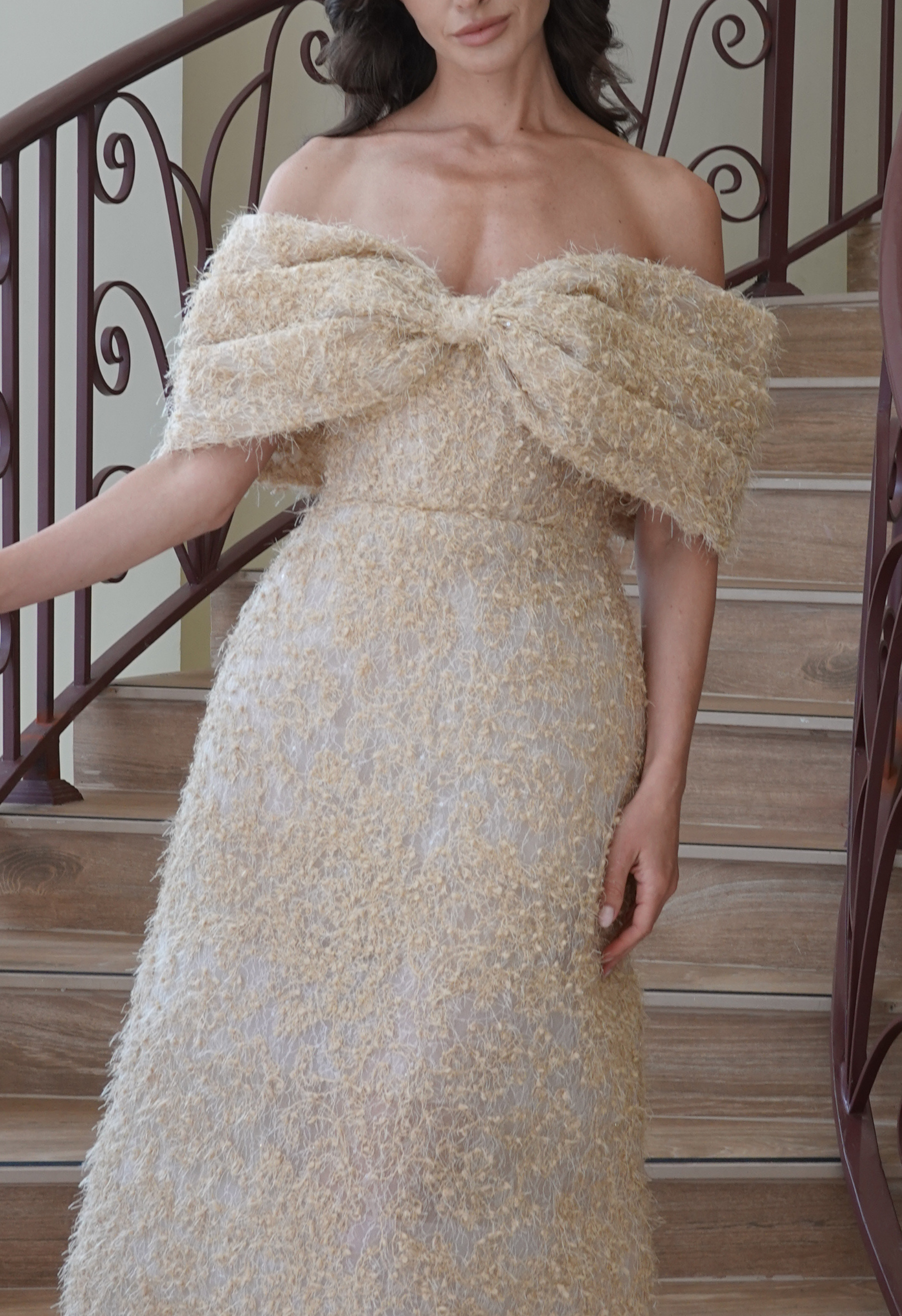 Champagne Bow Statement Dress