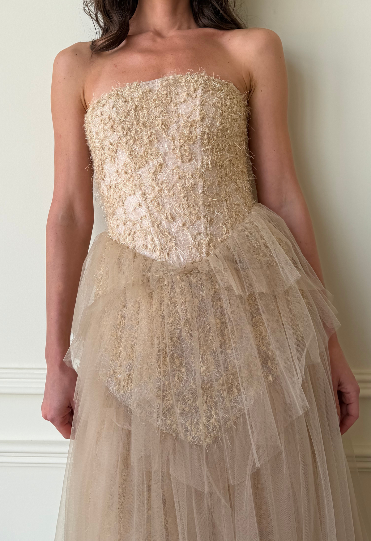 Champagne Etoile Gown with Cape