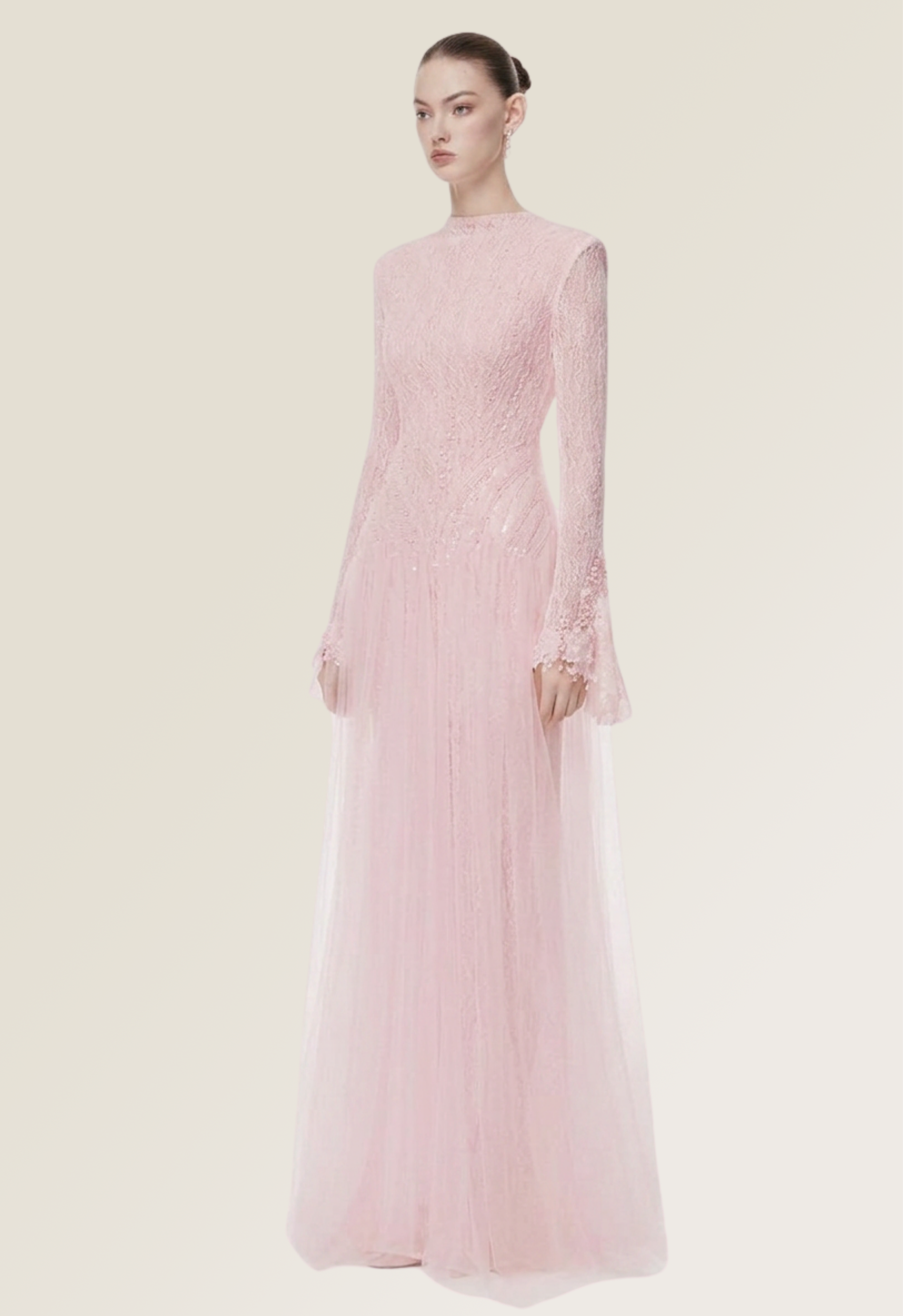 High Neck Draped Hip Gown
