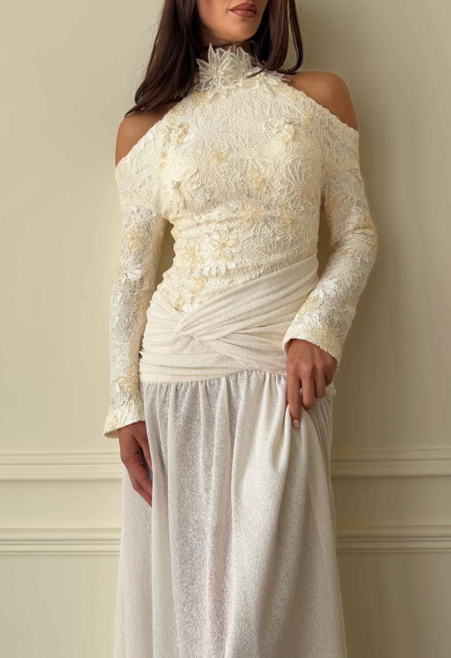 Floral Halter Evening Gown