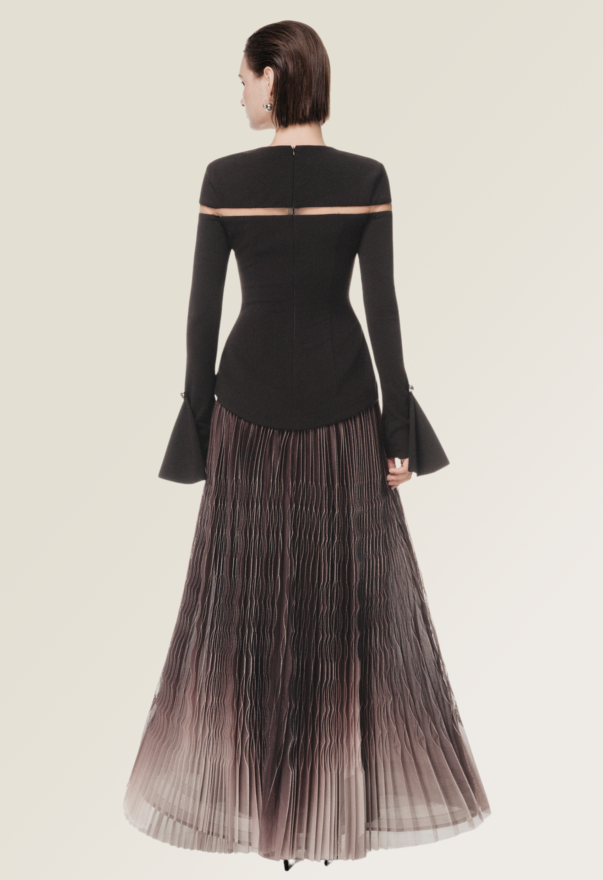 Black Ombre Pleated Dress