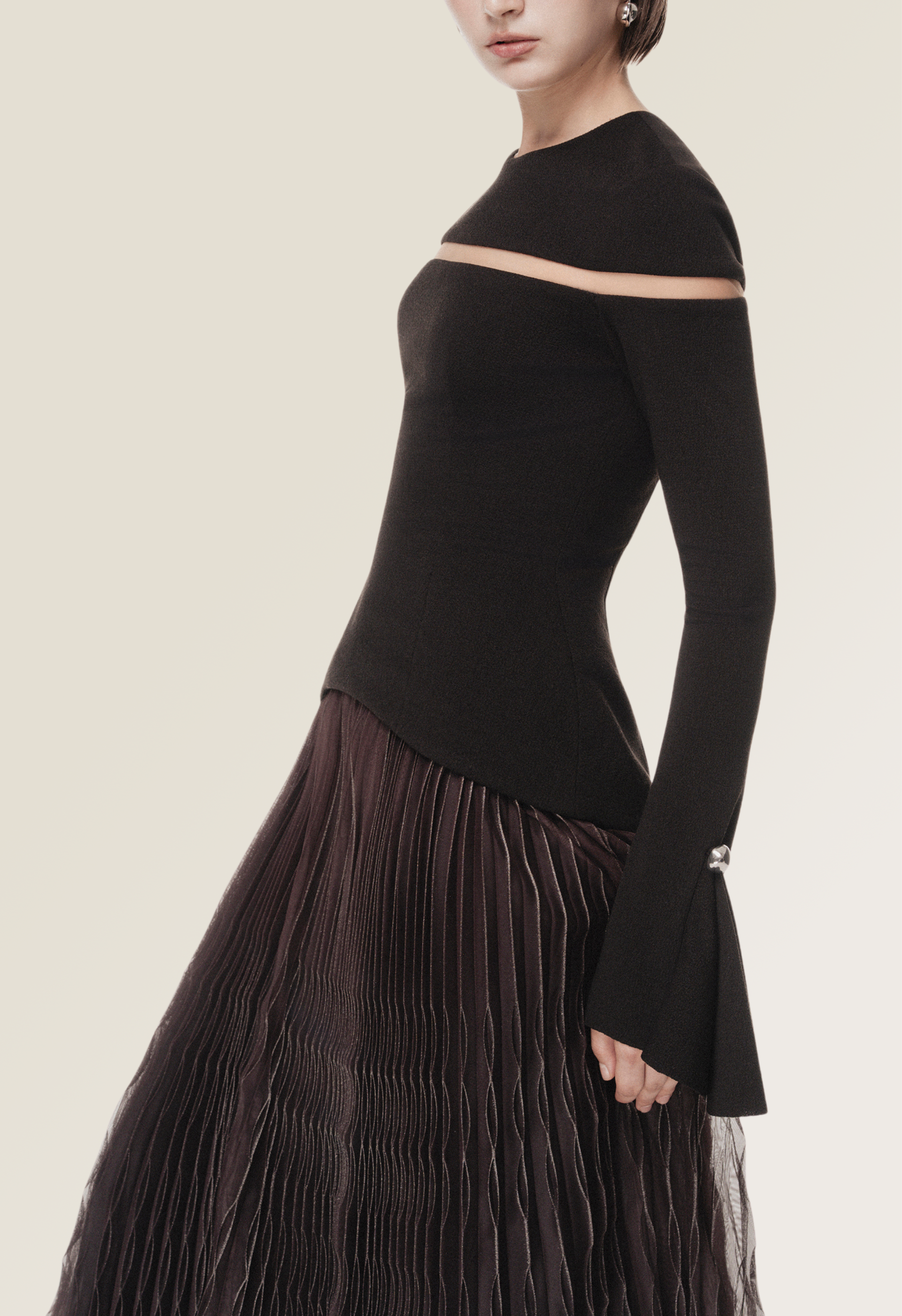 Black Ombre Pleated Dress