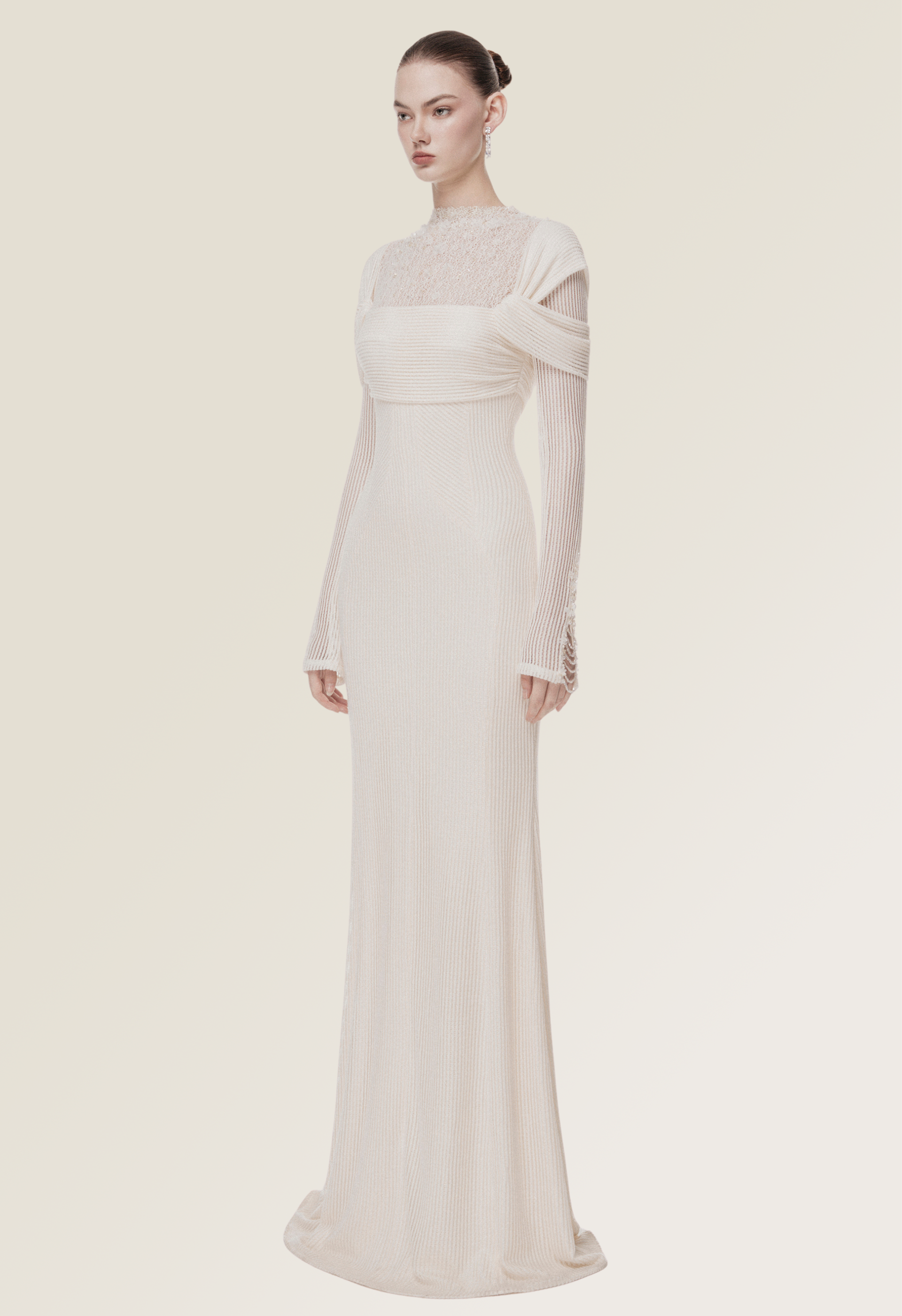 High Neckline Lace Mermaid Gown