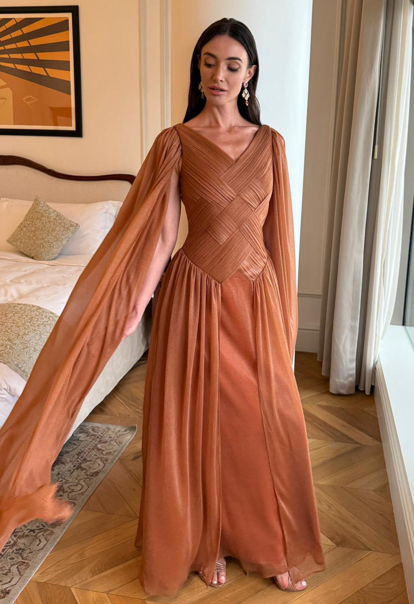 Tessa Brown Chiffon Dress