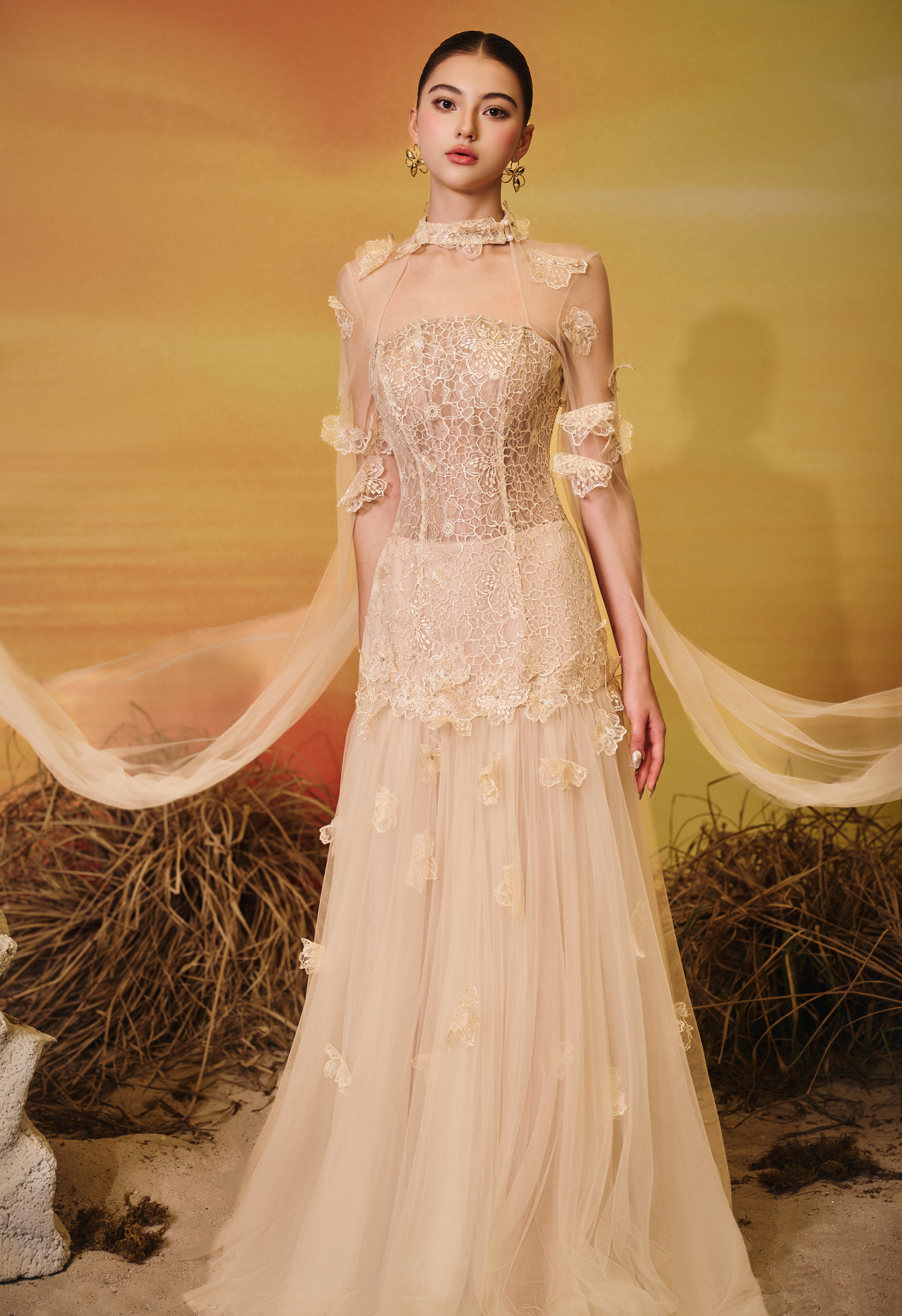 Celestia Lace Tulle Gown