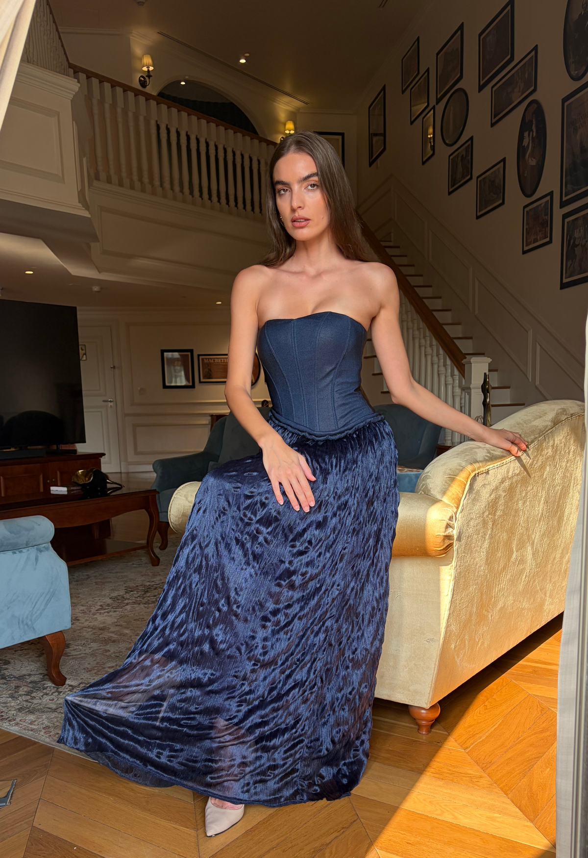 Off-Shoulder Corset Textured Dress