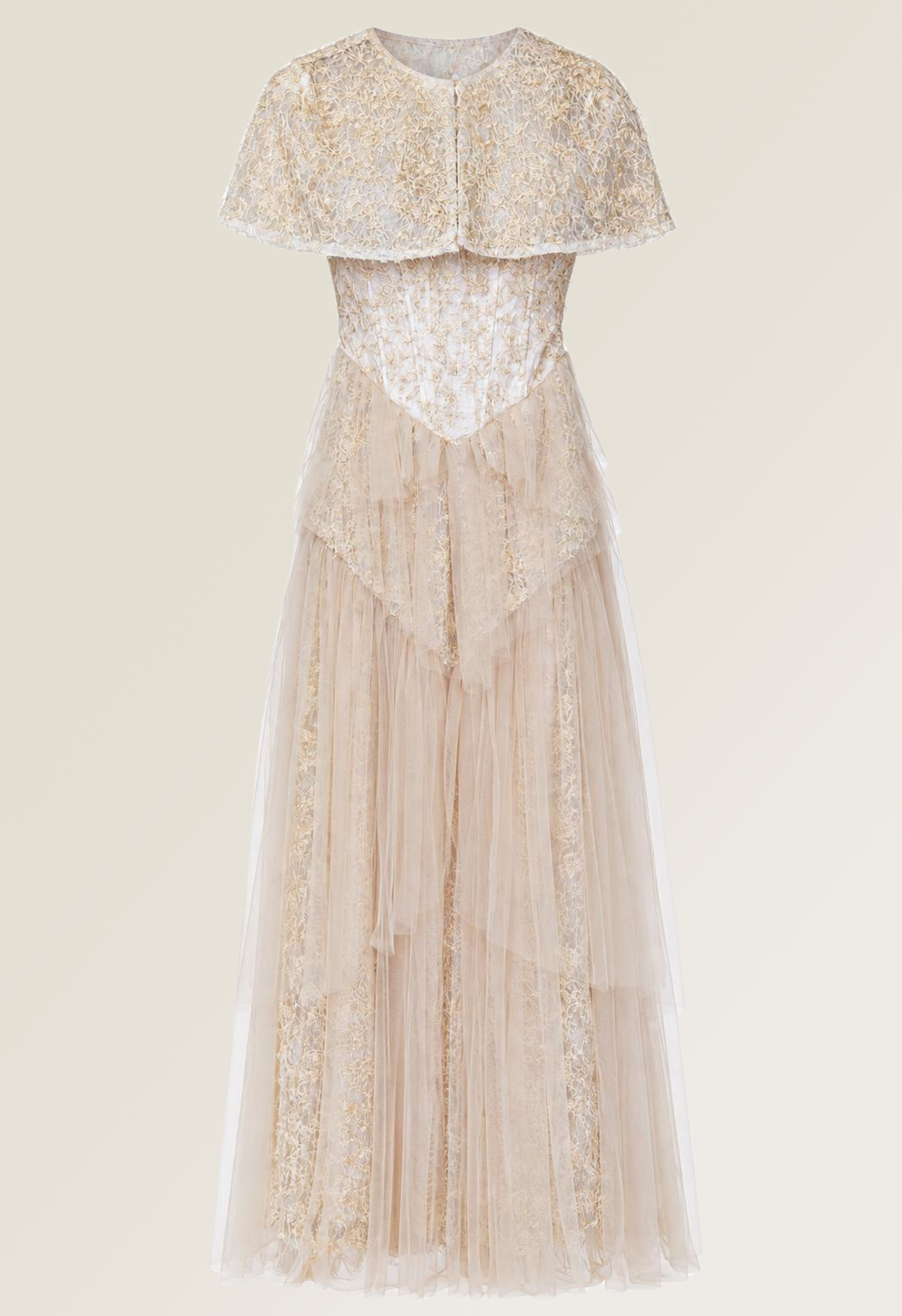 Champagne Etoile Gown with Cape