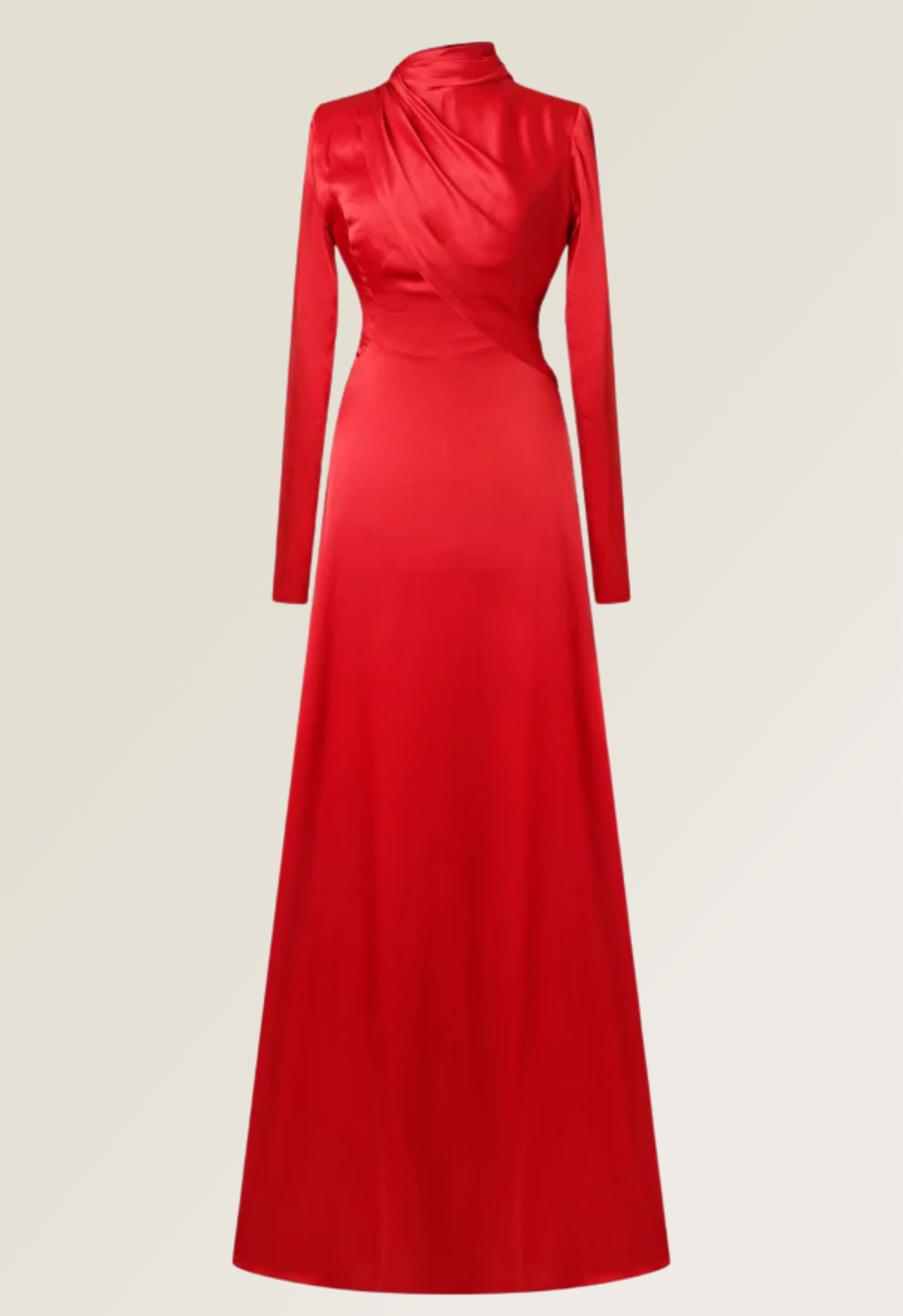Red Silk Crepe Gown