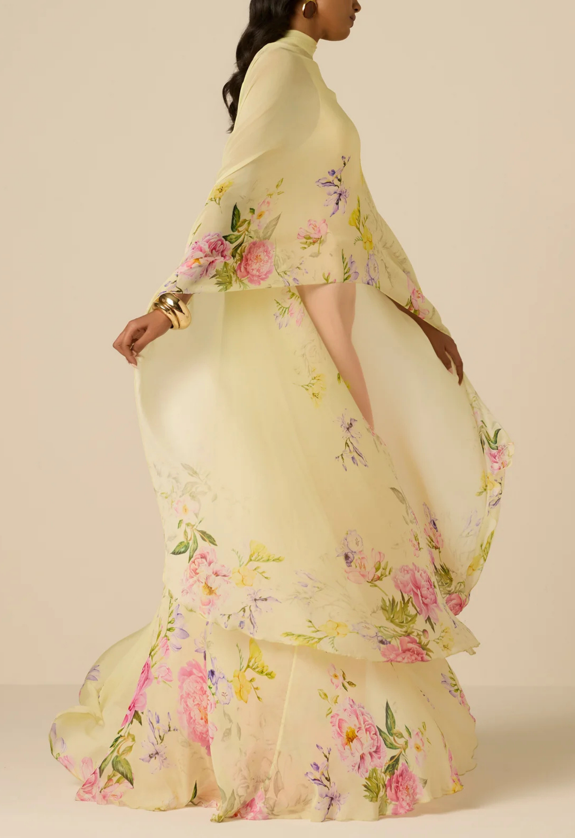 Avya High-Low Cape Dress