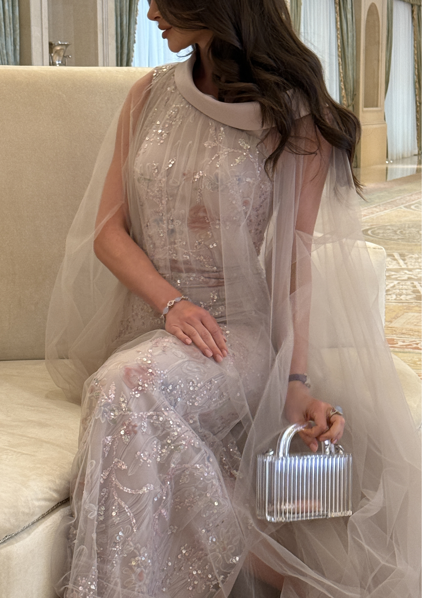 Tulle Overlay Embroidered Dress