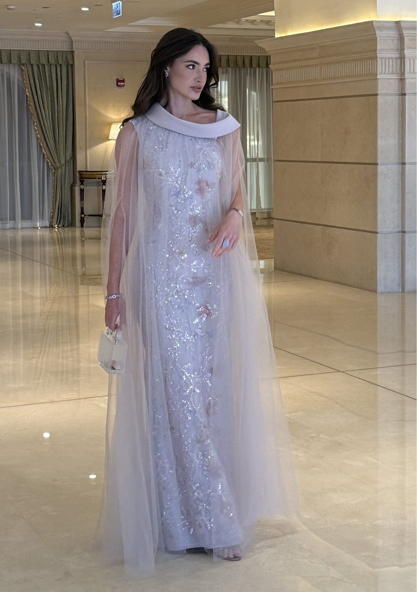 Tulle Overlay Embroidered Dress
