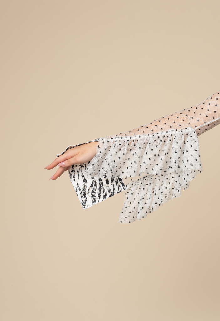 Lace top with ruffle details