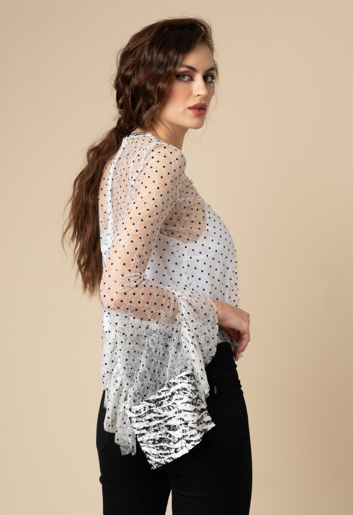 Lace top with ruffle details