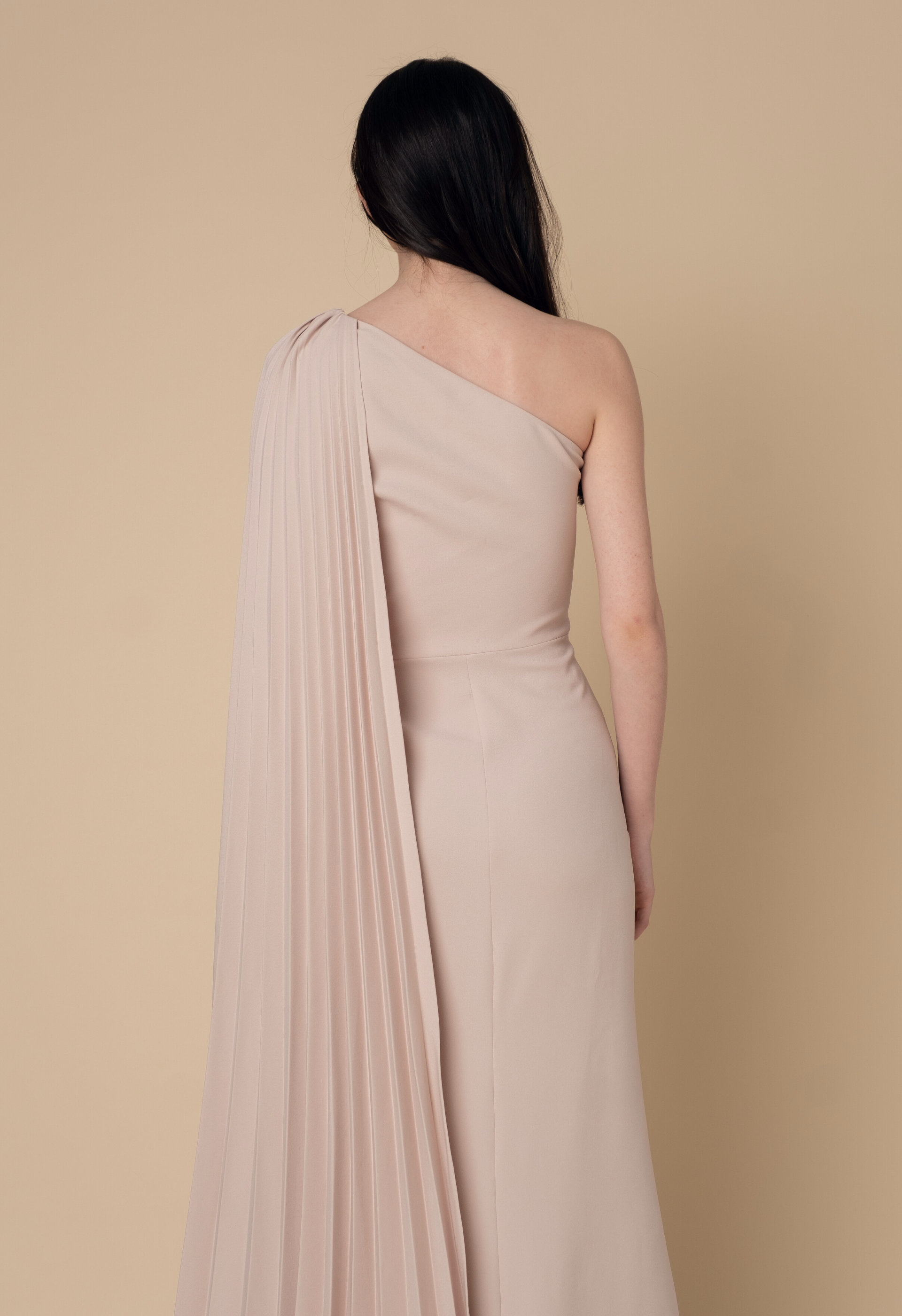 Dress with Pleated Cape