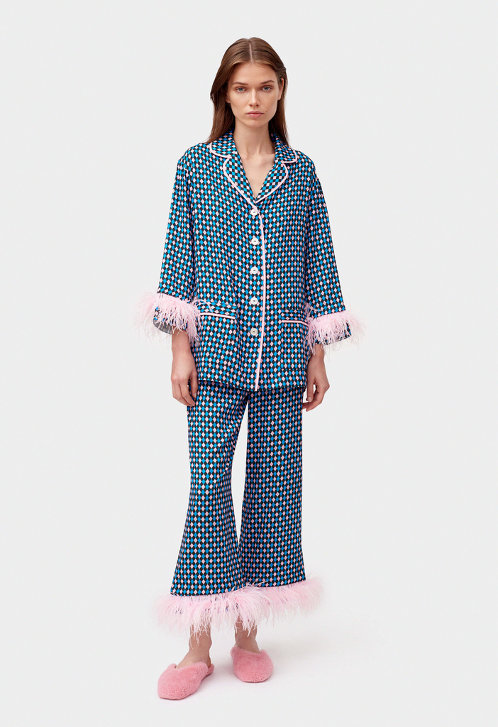Party Pajama Set in Navy Print