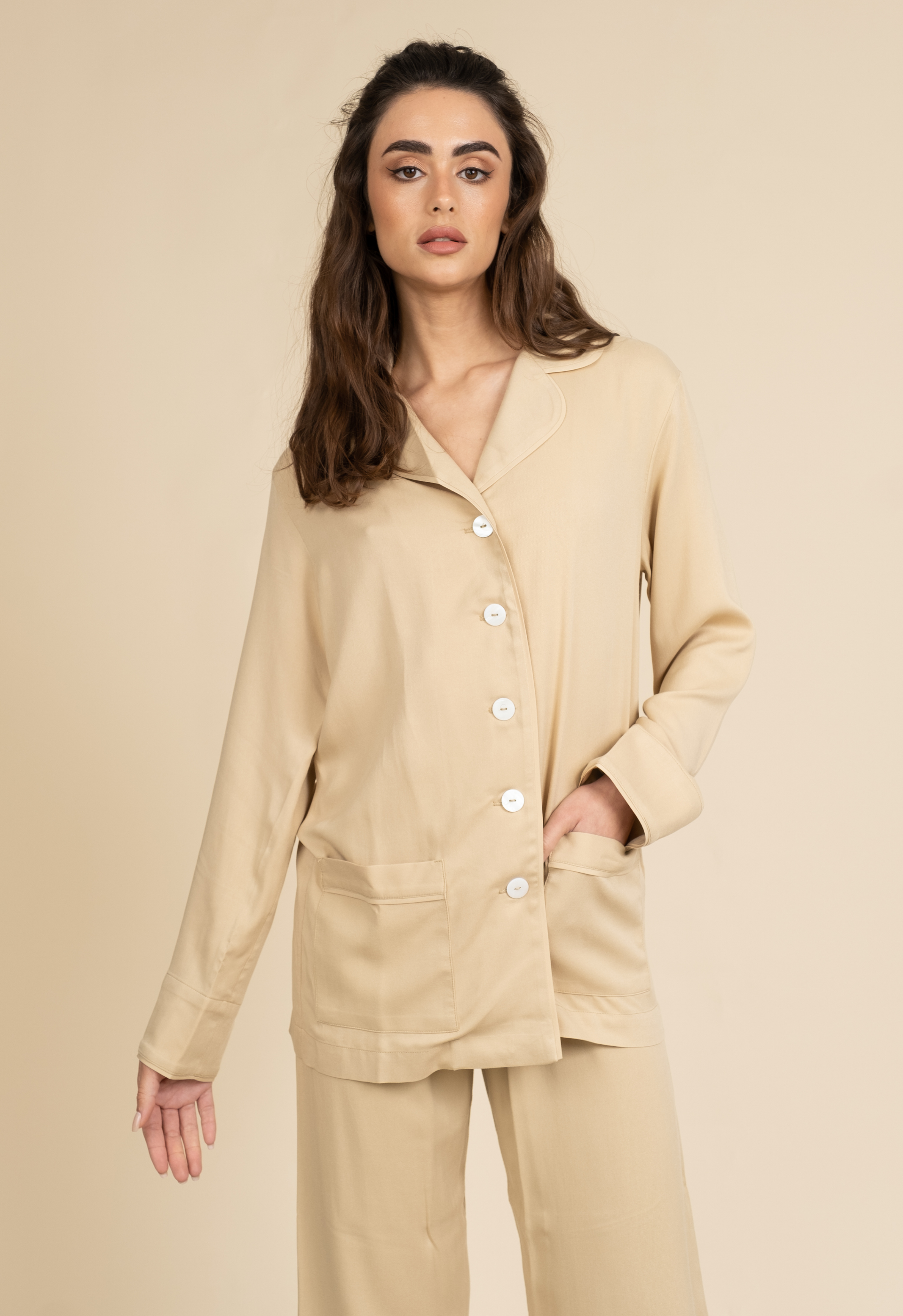 Party pajama set in beige