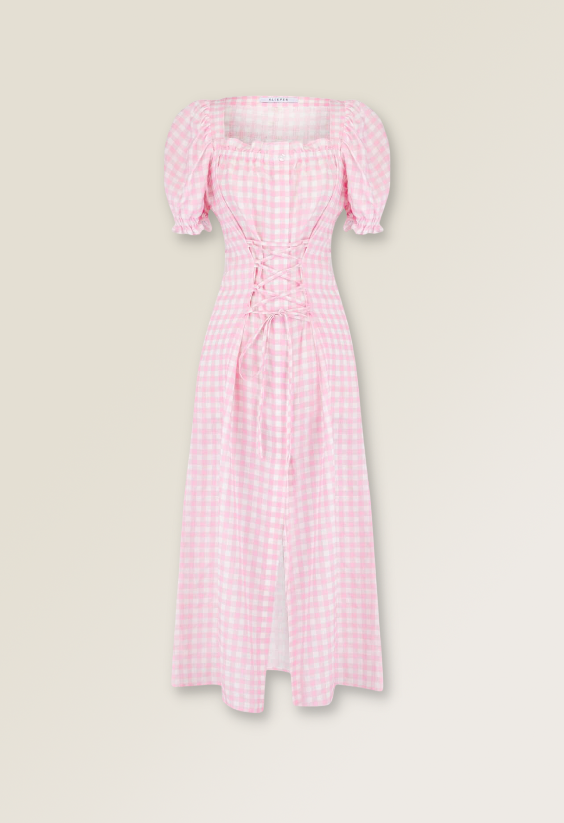 فستان "ماركيز" من الكتان ١٠٠٪ بالنقشة الوردية