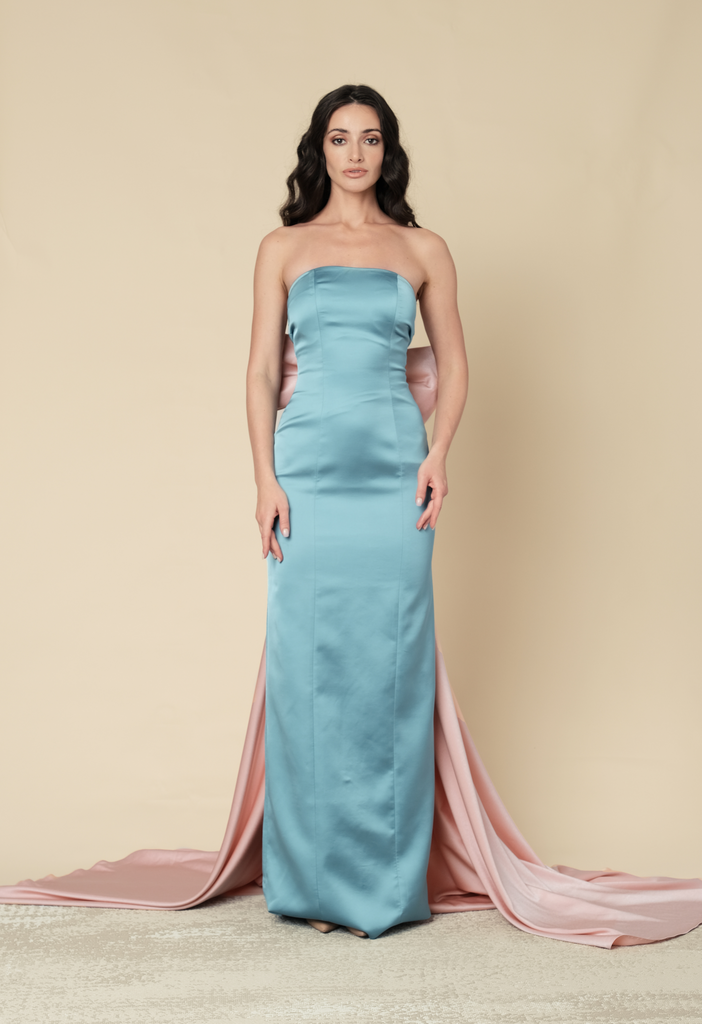 Blue gown with bow