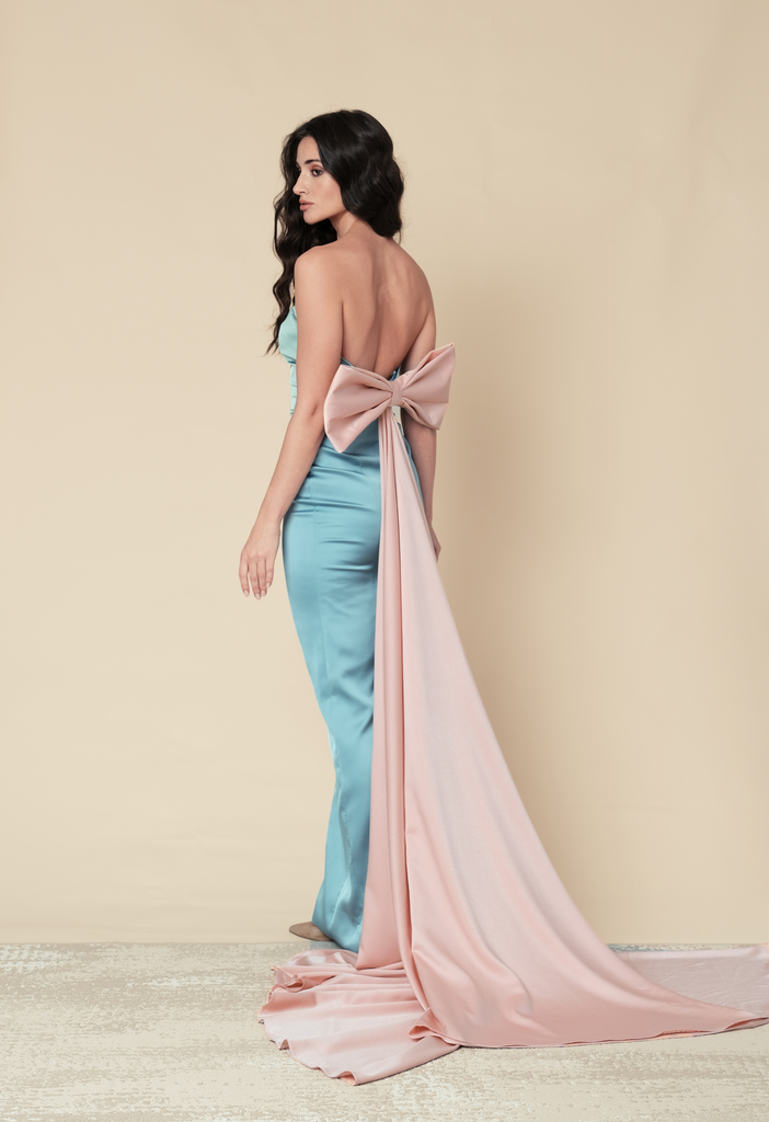 Blue gown with bow