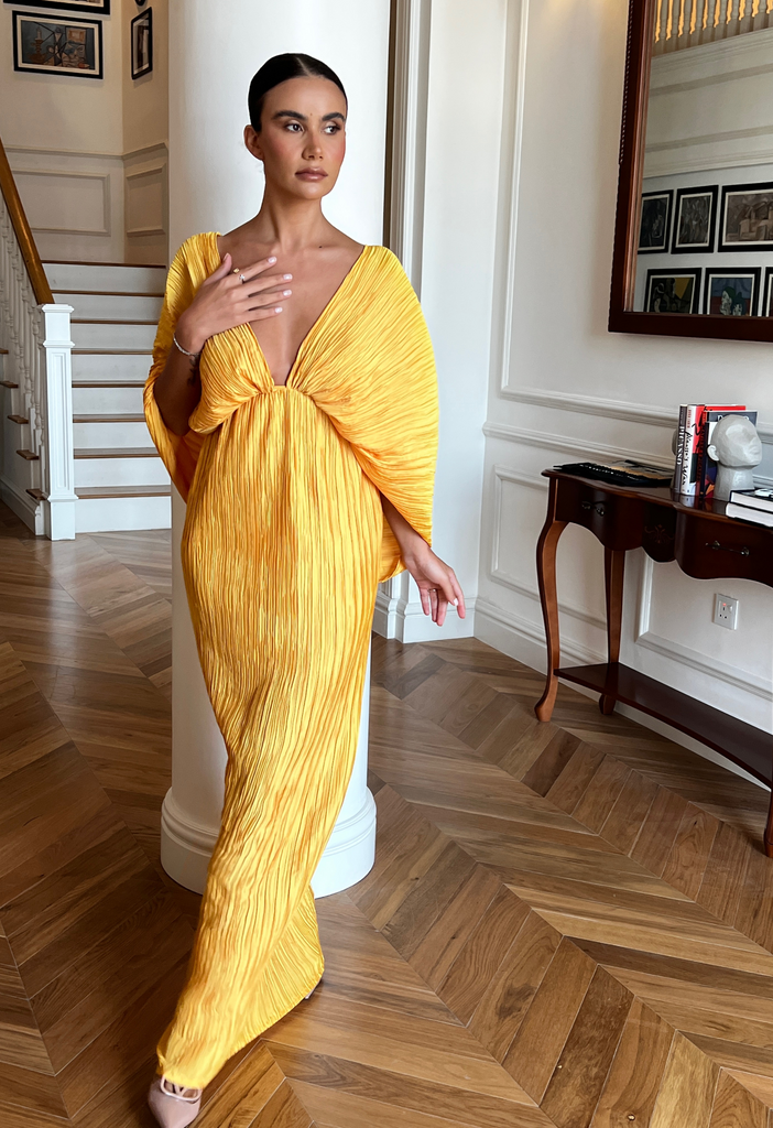 Yellow cape deals dress